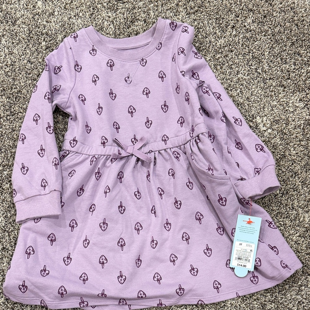 Cat & Jack Lavender Mushroom Print Dress